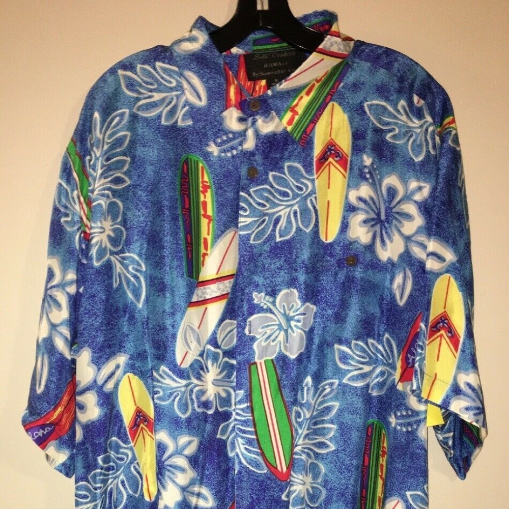 Silk Traders Hawaiian Shirt Mens Size XL Surfboard